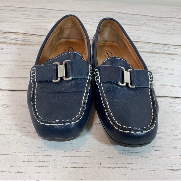 clarks blue loafers